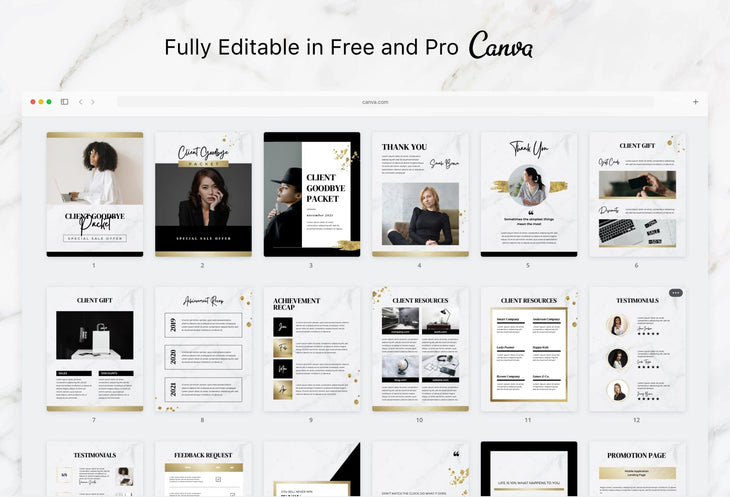Ladystrategist Marble Gold Service Providers Bundle instagram canva templates social media templates etsy free canva templates