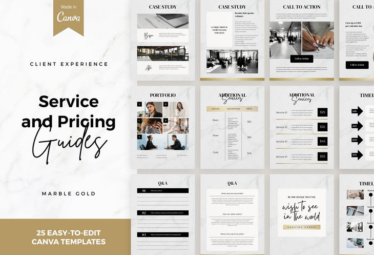 Ladystrategist Marble Gold Service Providers Bundle instagram canva templates social media templates etsy free canva templates