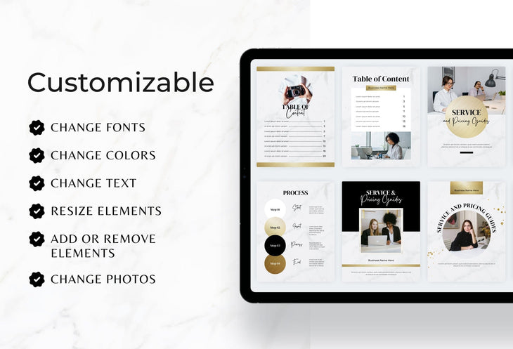Ladystrategist Marble Gold Service Providers Bundle instagram canva templates social media templates etsy free canva templates