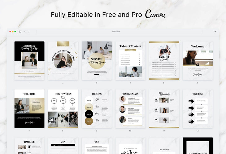 Ladystrategist Marble Gold Service Providers Bundle instagram canva templates social media templates etsy free canva templates