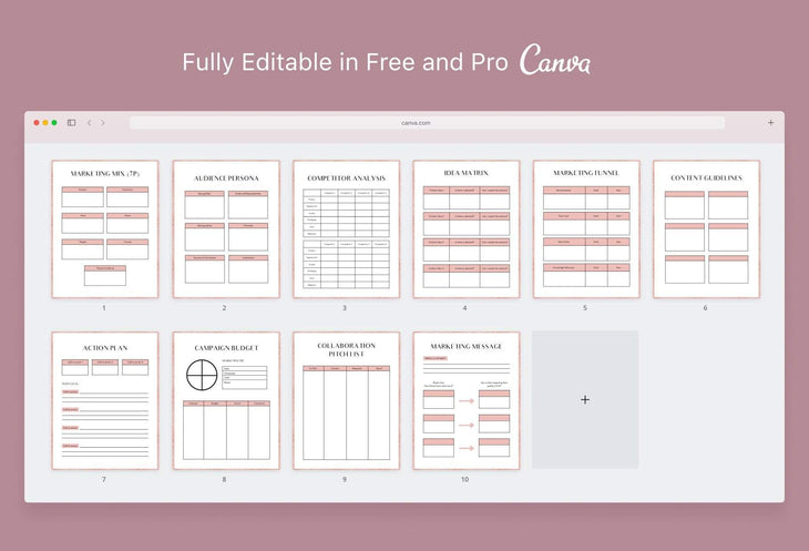 Ladystrategist Marketing Strategy Printable and Editable Canva Planner Template instagram canva templates social media templates etsy free canva templates