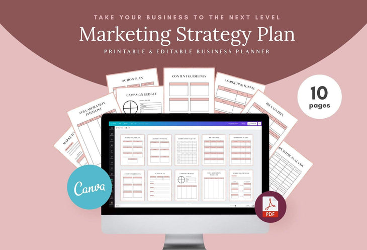 Ladystrategist Marketing Strategy Printable and Editable Canva Planner Template instagram canva templates social media templates etsy free canva templates