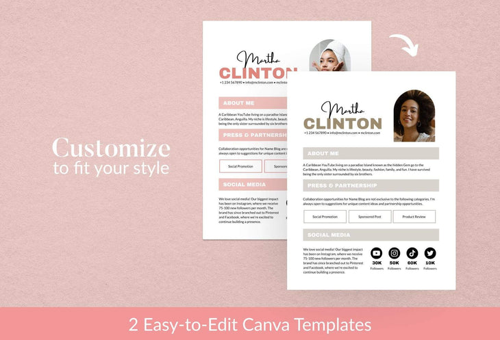 Ladystrategist Martha Media Kit Canva Template for Influencers instagram canva templates social media templates etsy free canva templates