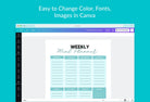 Ladystrategist Medium Sky Blue Weekly Meal Planner Printable and Editable Canva Template instagram canva templates social media templates etsy free canva templates