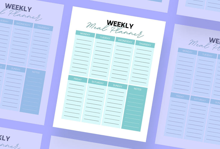 Ladystrategist Medium Sky Blue Weekly Meal Planner Printable and Editable Canva Template instagram canva templates social media templates etsy free canva templates