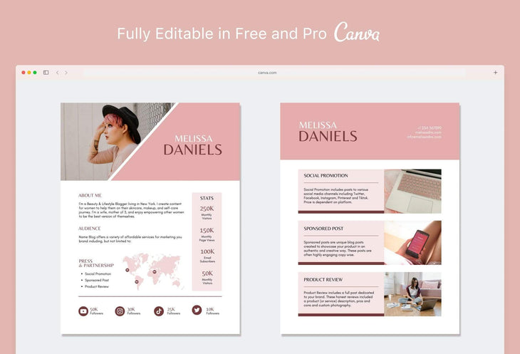 Ladystrategist Melissa Daniels Media Kit Canva Template for Influencers instagram canva templates social media templates etsy free canva templates