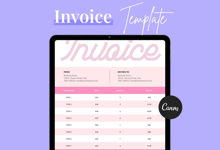 Ladystrategist Mimi Pink Invoice Canva Template Printable and Editable instagram canva templates social media templates etsy free canva templates