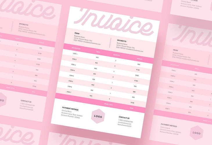 Ladystrategist Mimi Pink Invoice Canva Template Printable and Editable instagram canva templates social media templates etsy free canva templates