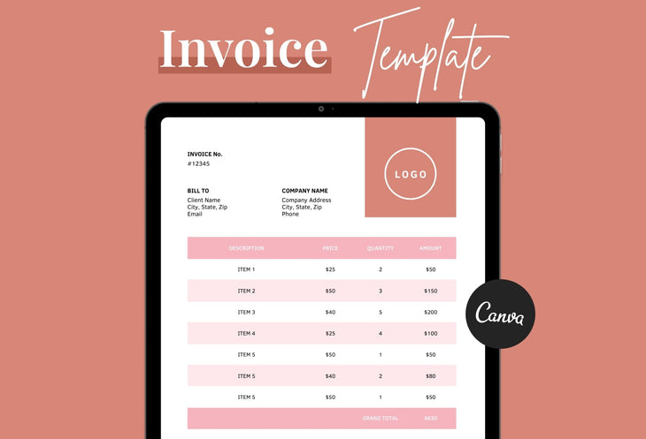 Ladystrategist New York Pink Invoice Canva Template - Printable and Editable instagram canva templates social media templates etsy free canva templates