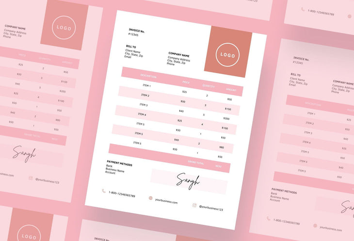 Ladystrategist New York Pink Invoice Canva Template - Printable and Editable instagram canva templates social media templates etsy free canva templates