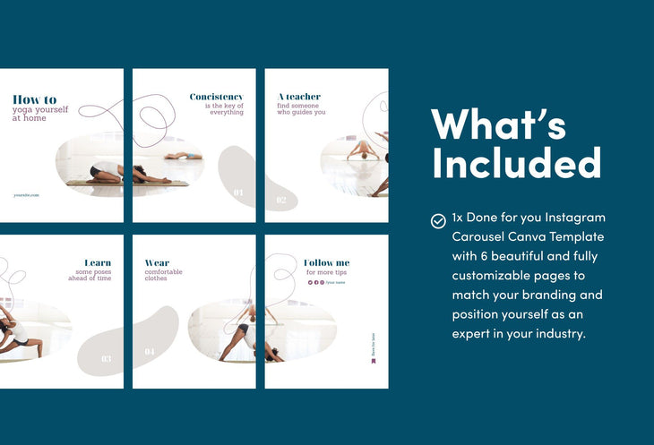 Ladystrategist Nova Fitness 6-Page Carousel Canva Template instagram canva templates social media templates etsy free canva templates