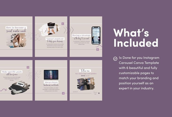Ladystrategist Olivia Coaching 6-Page Carousel Canva Template instagram canva templates social media templates etsy free canva templates