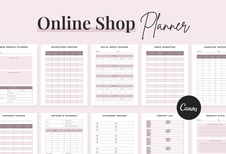 Ladystrategist Online Shop Planner Canva Template instagram canva templates social media templates etsy free canva templates
