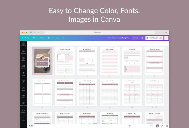 Ladystrategist Online Shop Planner Canva Template instagram canva templates social media templates etsy free canva templates