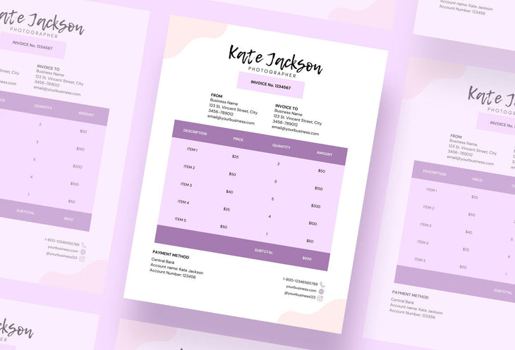 Ladystrategist Pale Lavender Invoice Canva Template Printable and Editable instagram canva templates social media templates etsy free canva templates