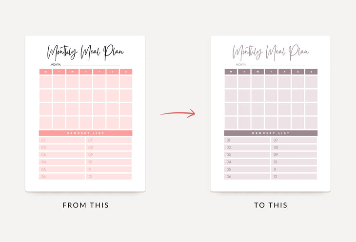 Ladystrategist Peach Burst Monthly Meal Plan Calendar Printable and Editable Canva Template instagram canva templates social media templates etsy free canva templates