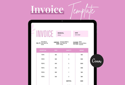 Ladystrategist Persian Pink Invoice Canva Template Printable and Editable instagram canva templates social media templates etsy free canva templates