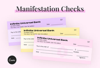 Ladystrategist Pink Lace Manifestation Check Printable and Editable Canva Template instagram canva templates social media templates etsy free canva templates