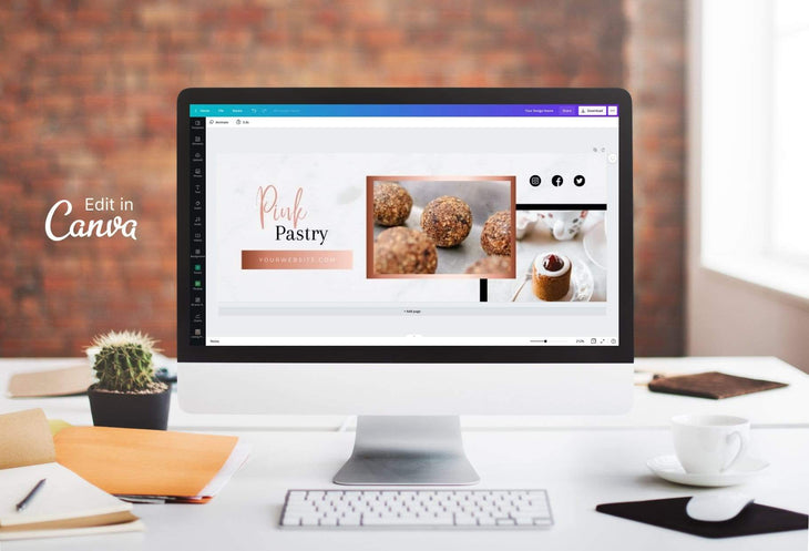 Ladystrategist Pink Pastry Facebook Cover Canva Template instagram canva templates social media templates etsy free canva templates