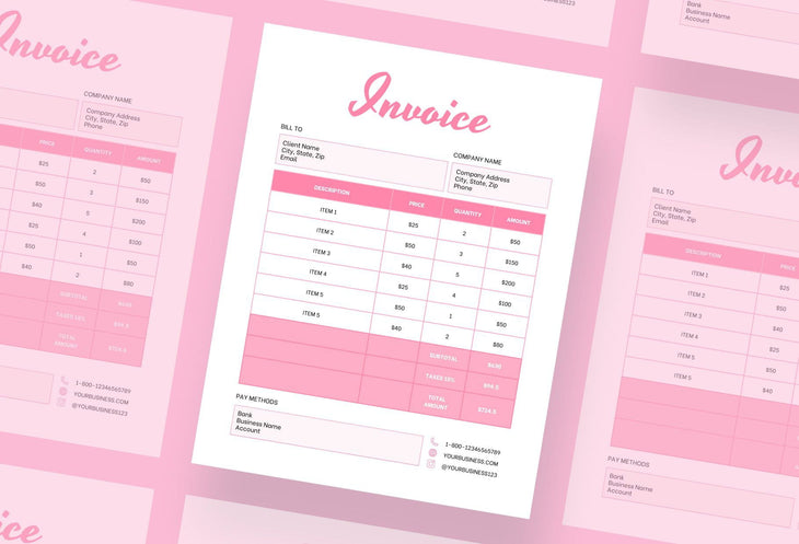 Ladystrategist Printable and Editable Invoice Canva Template Salmon Pink instagram canva templates social media templates etsy free canva templates