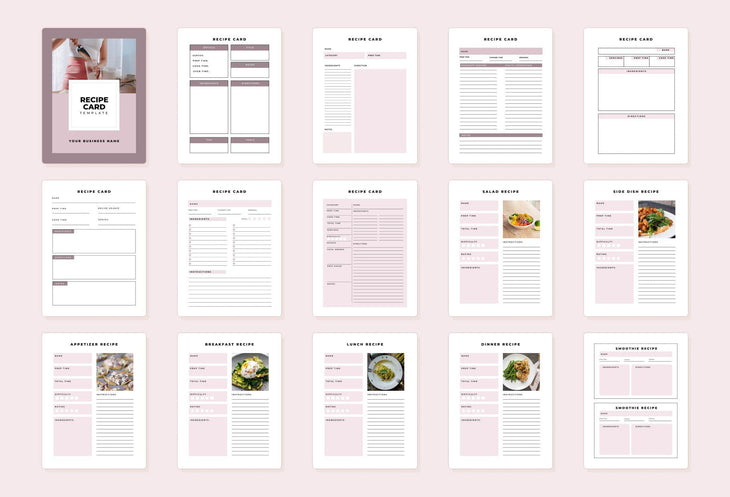 Ladystrategist Recipe Card Bundle Canva Template instagram canva templates social media templates etsy free canva templates