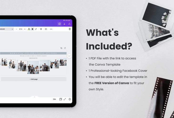 Ladystrategist Romantic Celebrations Facebook Cover for Photographers - Editable Canva Template instagram canva templates social media templates etsy free canva templates