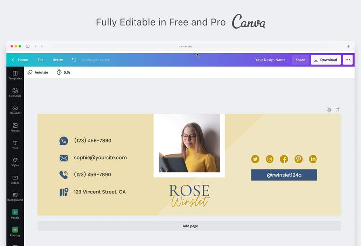 Ladystrategist Rose Email Signature Template Editable Canva Template Rose Gold instagram canva templates social media templates etsy free canva templates