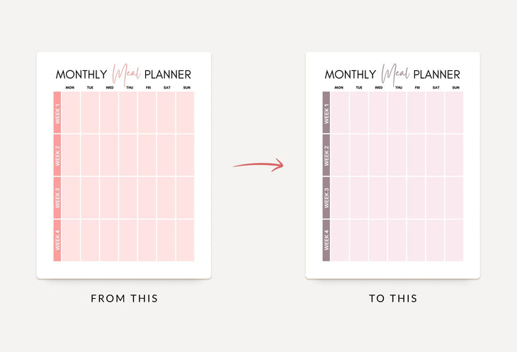 Ladystrategist Salmon Rose Monthly Meal Plan Calendar Printable and Editable Canva Template instagram canva templates social media templates etsy free canva templates