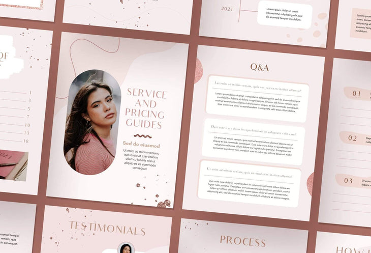 Ladystrategist Service and Pricing Guide Editable Canva Template - Rose Gold instagram canva templates social media templates etsy free canva templates