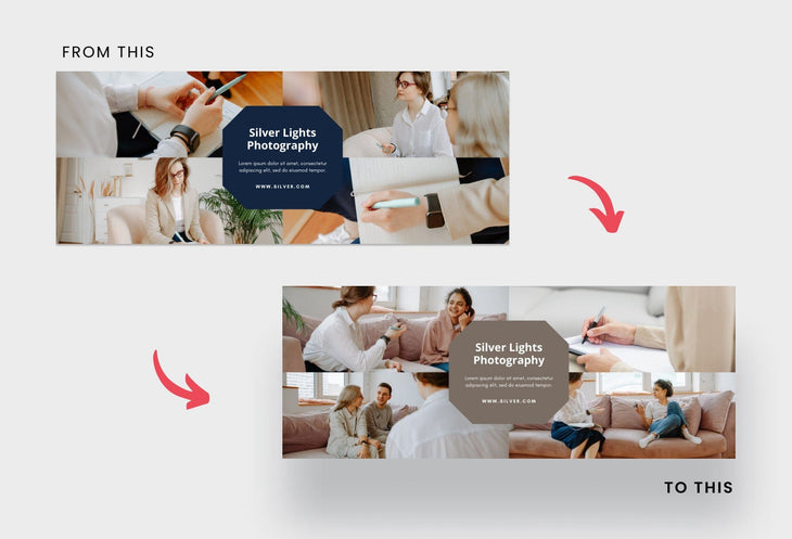 Ladystrategist Silver Lights Facebook Cover for Photographers Editable Canva Template instagram canva templates social media templates etsy free canva templates