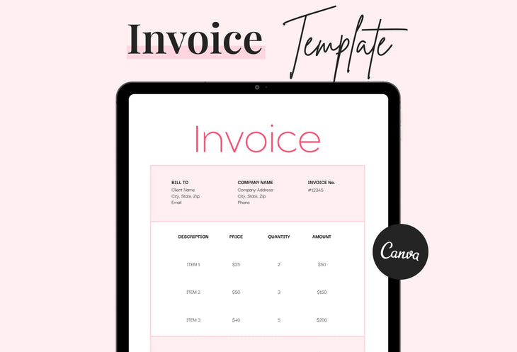 Ladystrategist Snow Pink Invoice Canva Template Printable and Editable instagram canva templates social media templates etsy free canva templates