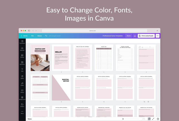 Ladystrategist Switch Off Journal Canva Template instagram canva templates social media templates etsy free canva templates