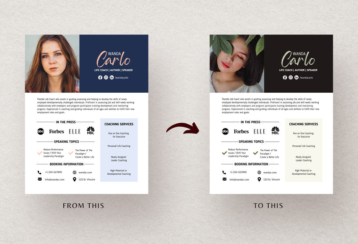 Ladystrategist Wanda Speaker One-Sheet Canva Template instagram canva templates social media templates etsy free canva templates