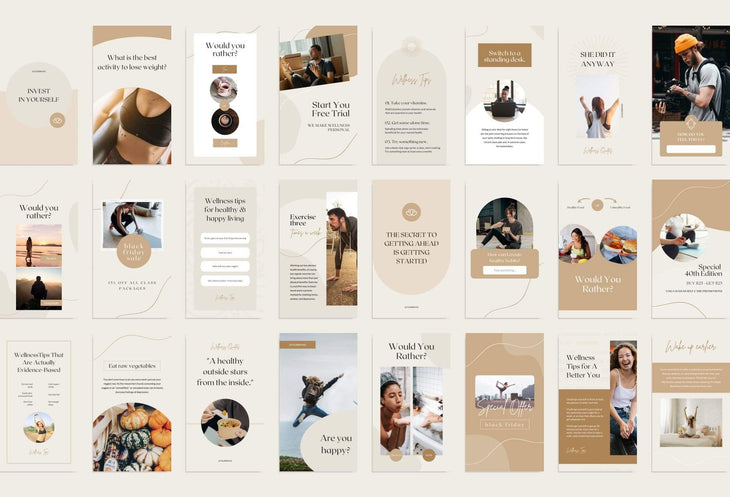 Ladystrategist Wellness Coach - 97 Done-for-You Wellness Instagram Stories - Fully Editable Canva Templates instagram canva templates social media templates etsy free canva templates
