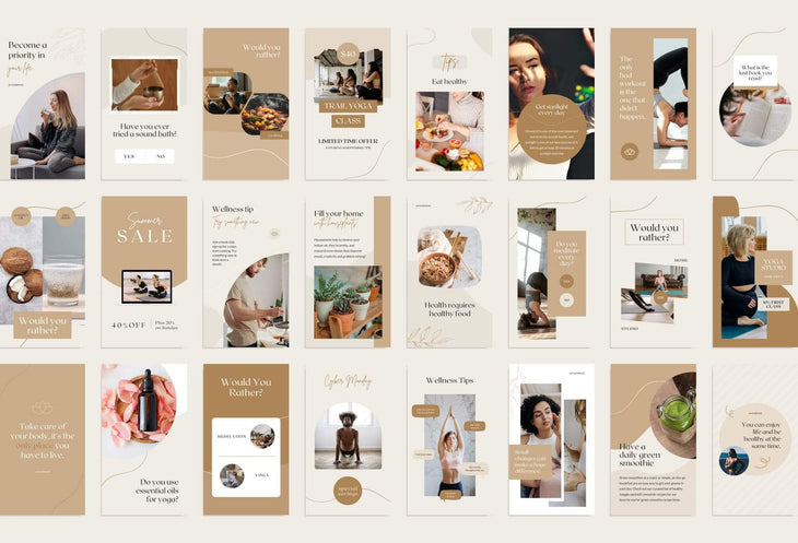 Ladystrategist Wellness Coach - 97 Done-for-You Wellness Instagram Stories - Fully Editable Canva Templates instagram canva templates social media templates etsy free canva templates
