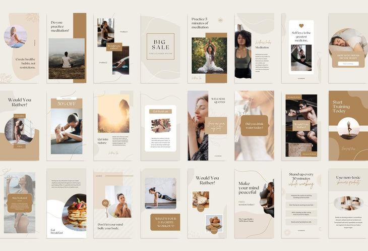 Ladystrategist Wellness Coach - 97 Done-for-You Wellness Instagram Stories - Fully Editable Canva Templates instagram canva templates social media templates etsy free canva templates