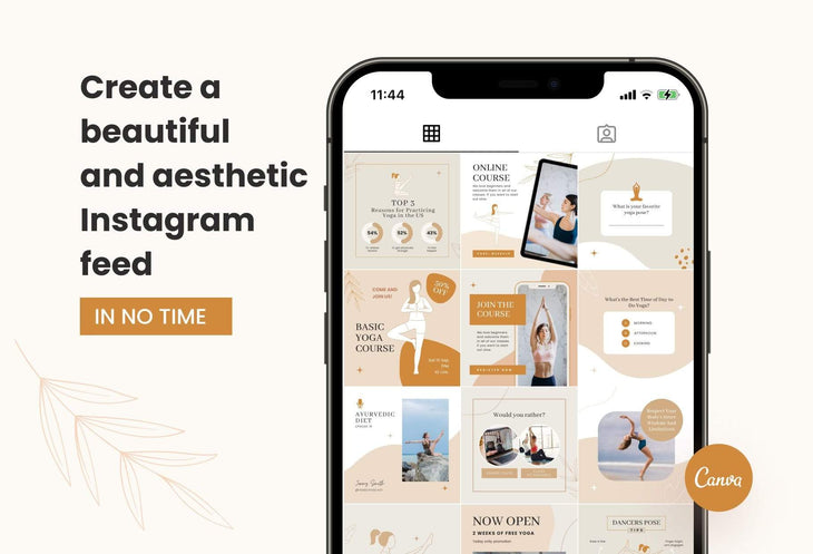 Ladystrategist YOGA Boho - 97 Done-for-You Yoga Instagram Posts - Fully Editable Canva Templates instagram canva templates social media templates etsy free canva templates