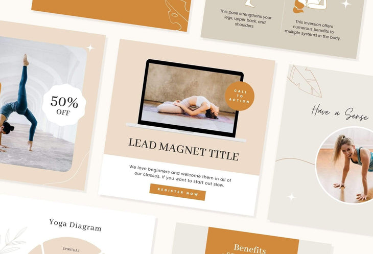 Ladystrategist YOGA Boho - 97 Done-for-You Yoga Instagram Posts - Fully Editable Canva Templates instagram canva templates social media templates etsy free canva templates