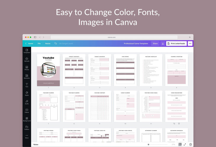 Ladystrategist Youtube Planner Canva Template instagram canva templates social media templates etsy free canva templates