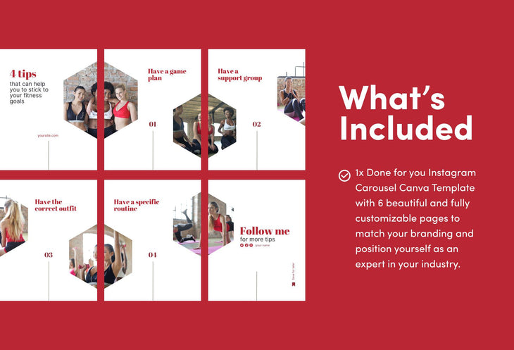 Ladystrategist Zoe Fitness 6-Page Carousel Canva Template instagram canva templates social media templates etsy free canva templates
